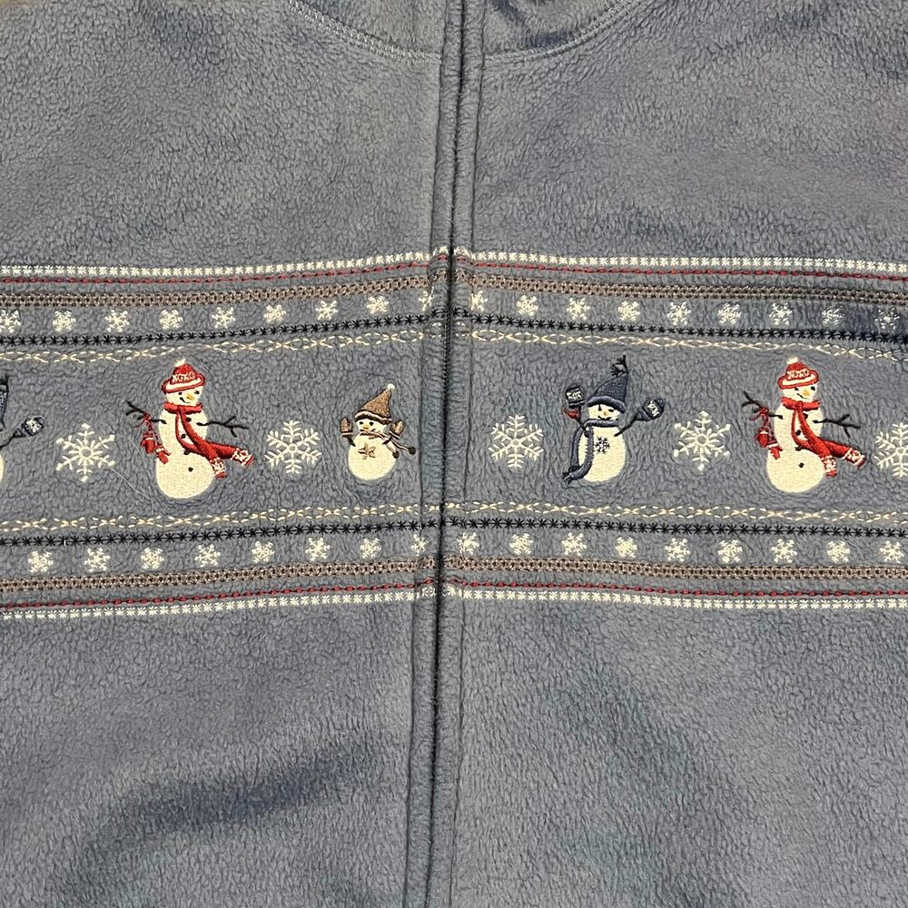 Croft and Barrow Women Medium Holiday Snowman Snowflakes Full Zip Fleece Jacket